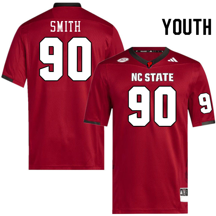 Youth #90 Collin Smith NC State Wolfpack College Football Jerseys Stitched-Red